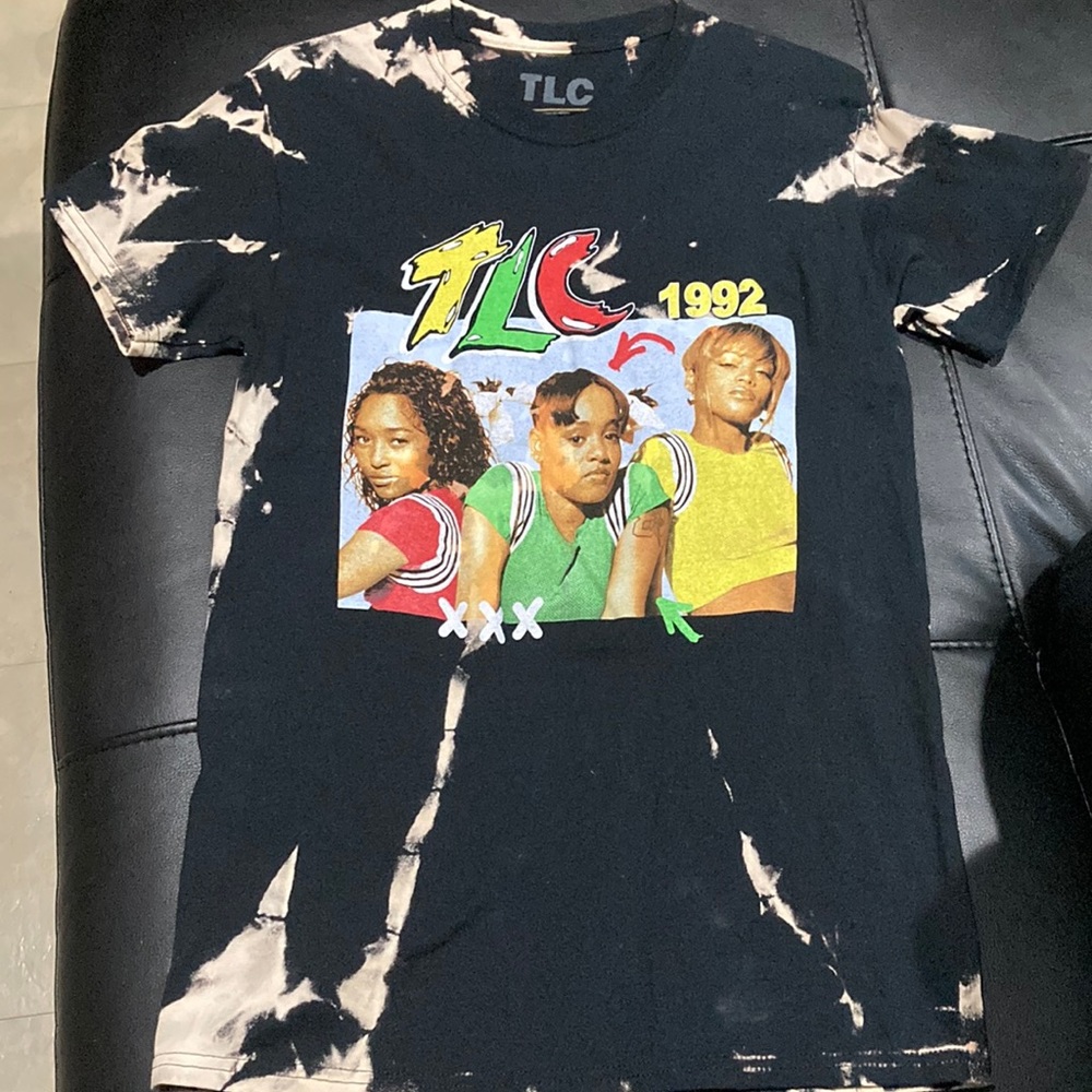 TLC 1992 90s Hip Hop R&B CUSTOM 1 OF 1 ACID WASH T-SHIRT SIZE SMALL